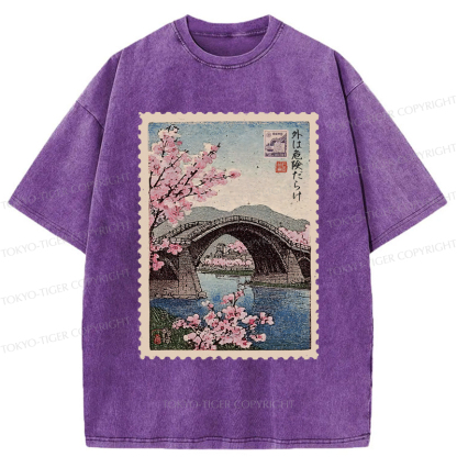 Tokyo-Tiger Vintage Attraction Stamp Washed T-Shirt