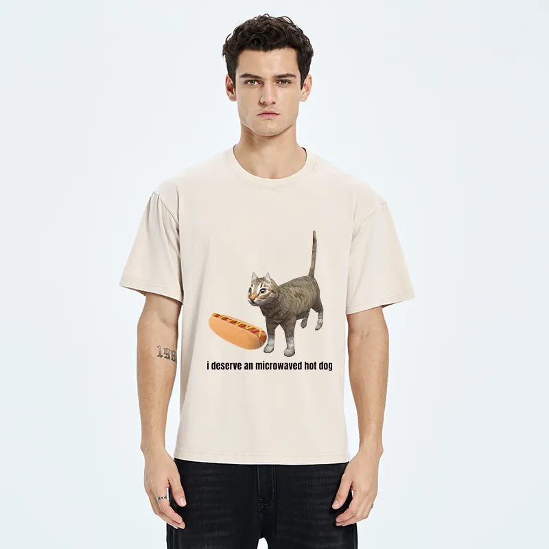 Tokyo-Tiger Microwaved Hot Dog Washed T-Shirt