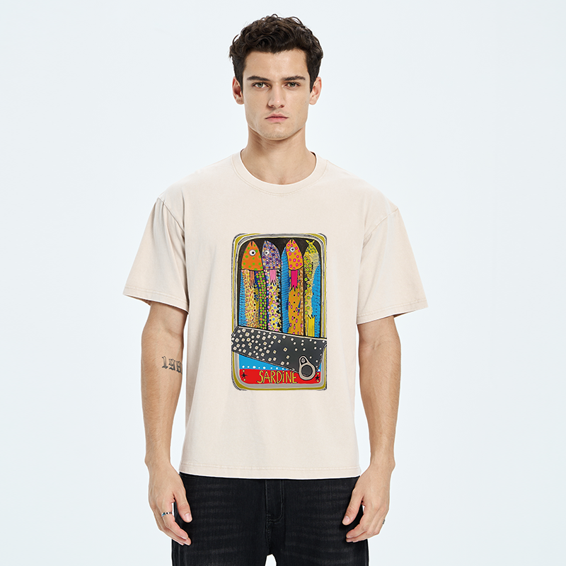 Tokyo-Tiger Colorful Sardines Washed T-Shirt