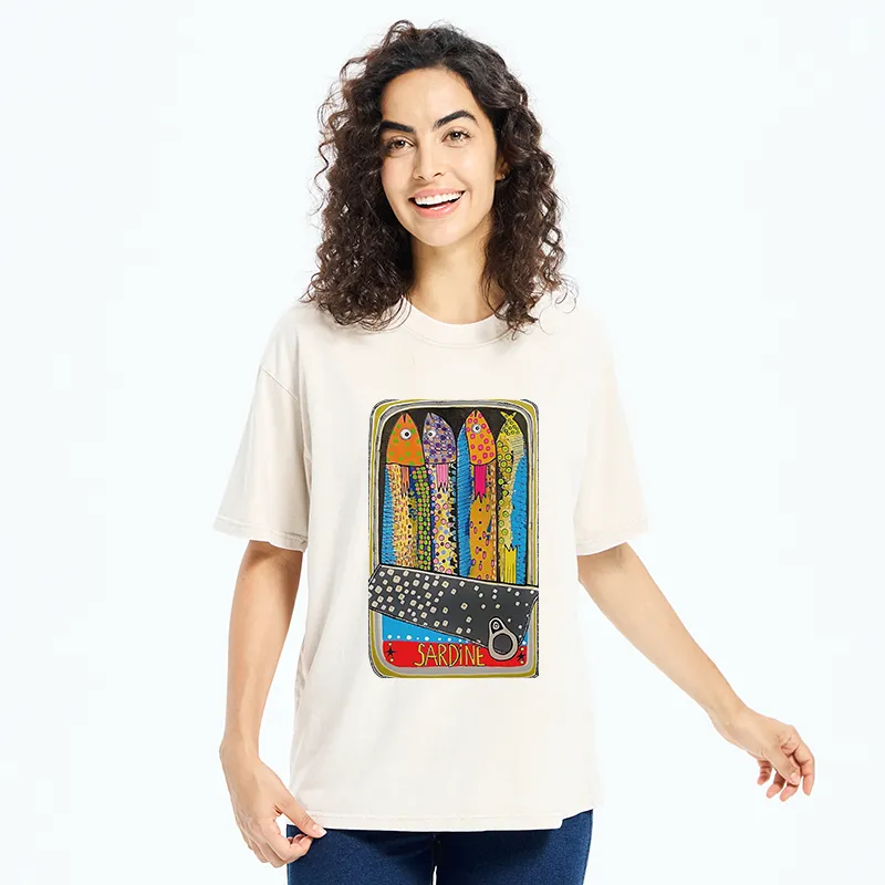 Tokyo-Tiger Colorful Sardines Washed T-Shirt
