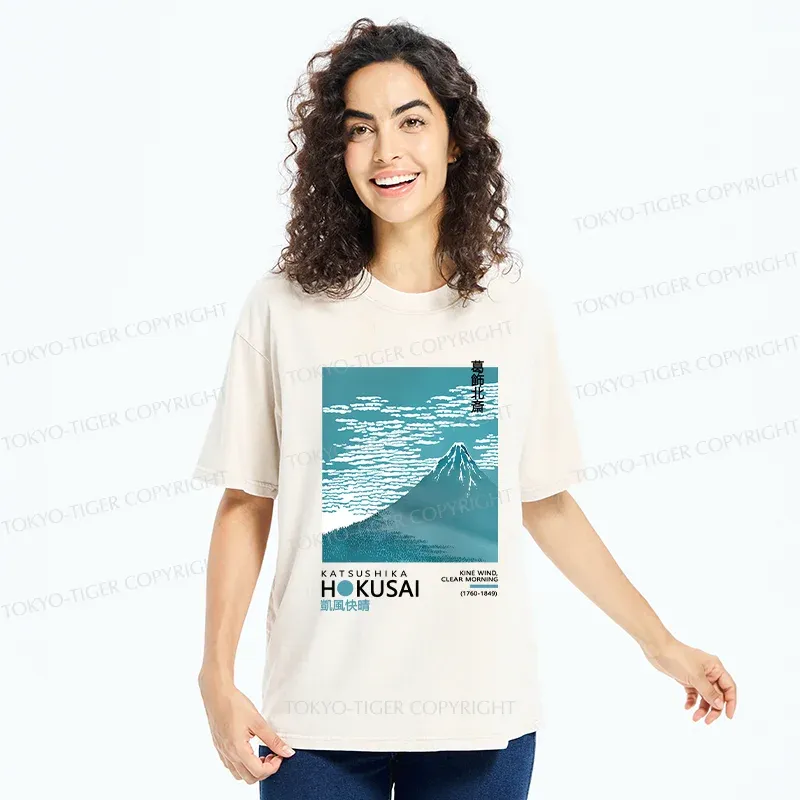 Tokyo-Tiger Retro Mount Fuji Washed T-Shirt