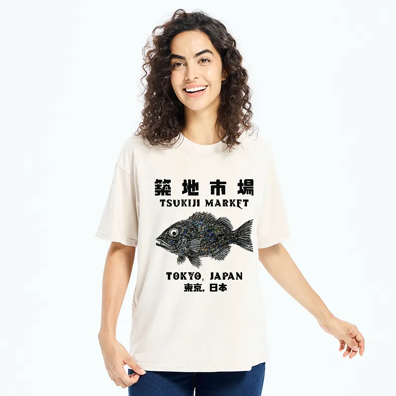 Tokyo-Tiger Japanese Tsukiji Market Washed T-Shirt