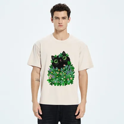 Tokyo-Tiger Black Cat On St. Patrick's Day Washed T-Shirt