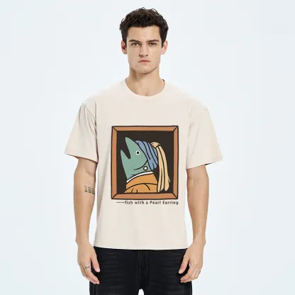 Tokyo-Tiger Fish With A Pearl Earring Washed T-Shirt