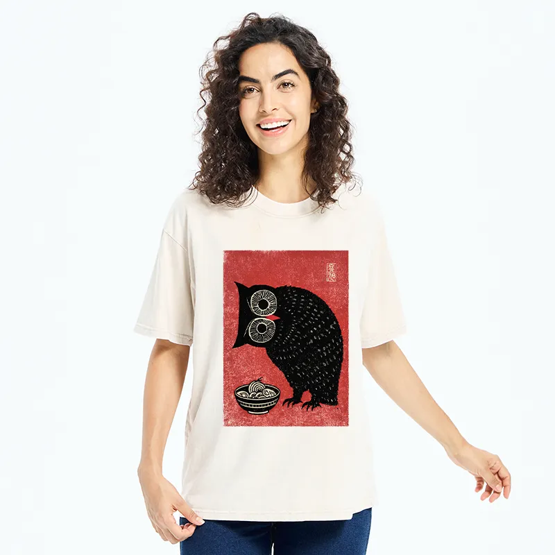 Tokyo-Tiger Ramen And Curious Owl Washed T-Shirt