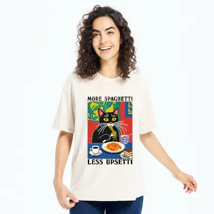 Tokyo-Tiger Black Cat Ate Spaghetti Washed T-Shirt