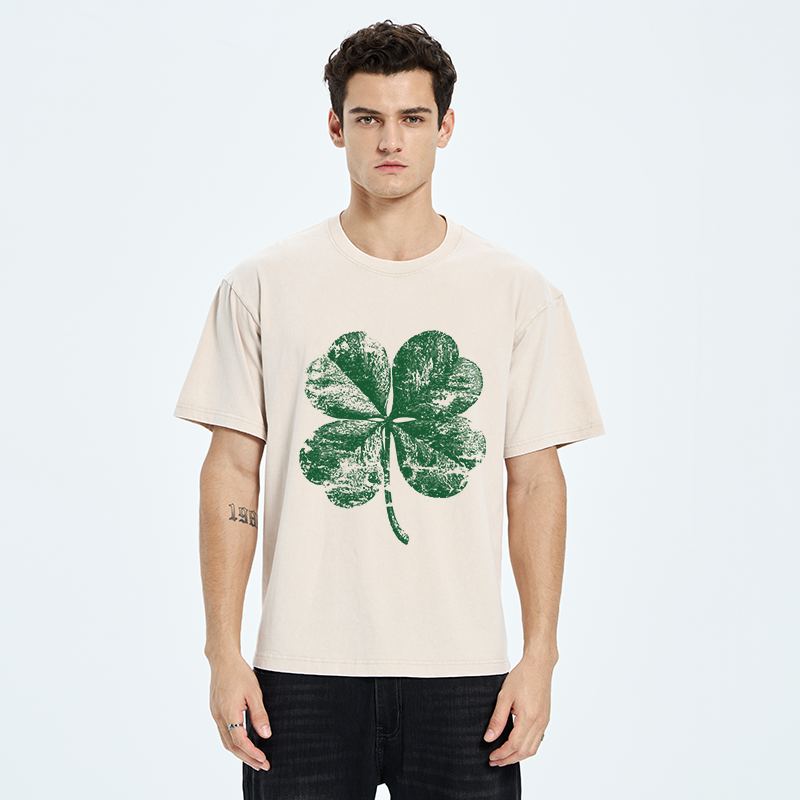 Tokyo-Tiger Lucky Four-leaf Clover Of St. Patrick's Day Washed T-Shirt