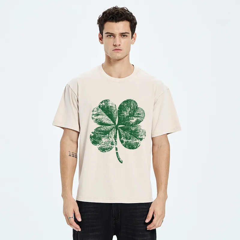 Tokyo-Tiger Lucky Four-leaf Clover Of St. Patrick's Day Washed T-Shirt