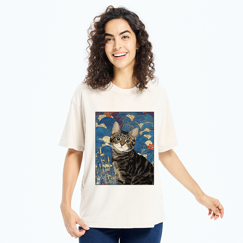 Tokyo-Tiger Elegant Kitten Washed T-Shirt