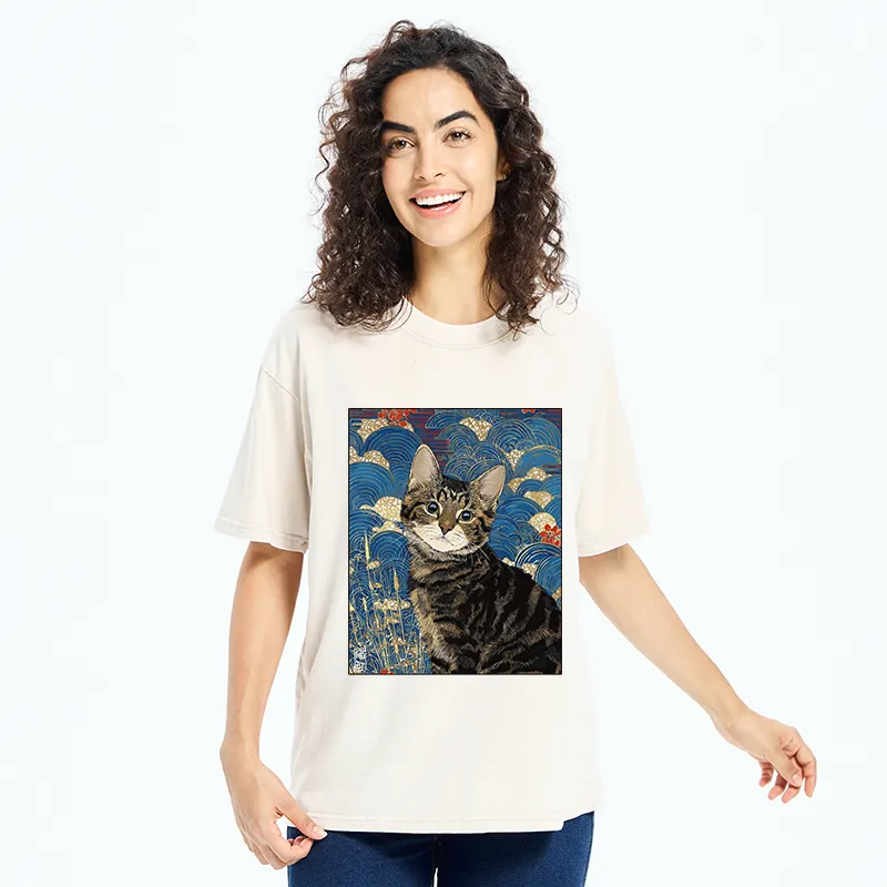 Tokyo-Tiger Elegant Kitten Washed T-Shirt