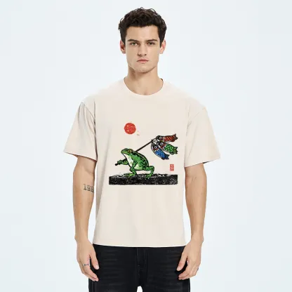 Tokyo-Tiger The Frog Carrying Carp Flags Washed T-Shirt