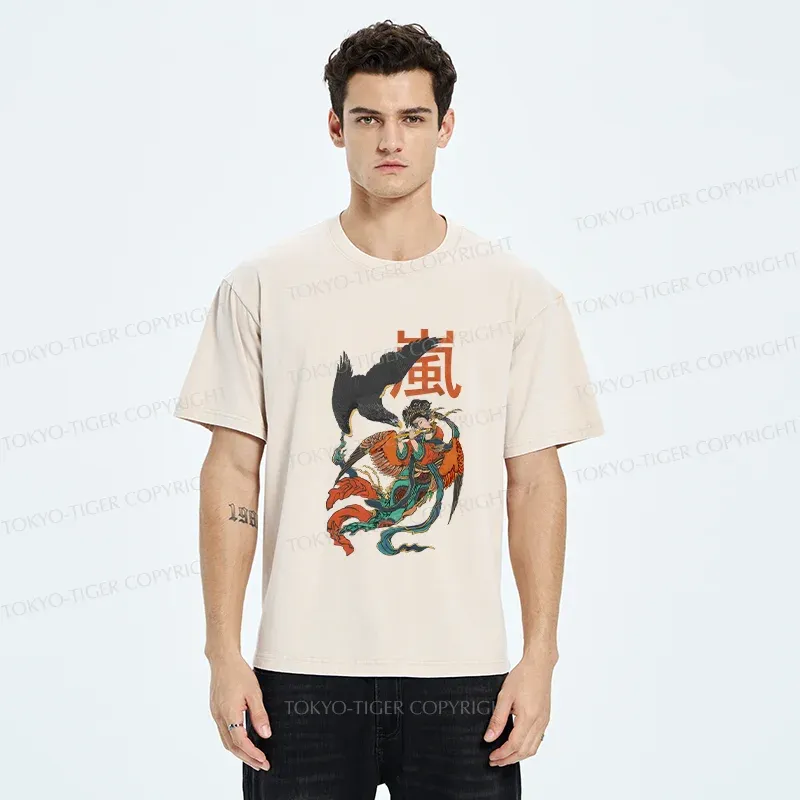 Tokyo-Tiger Japanese mural Washed T-Shirt
