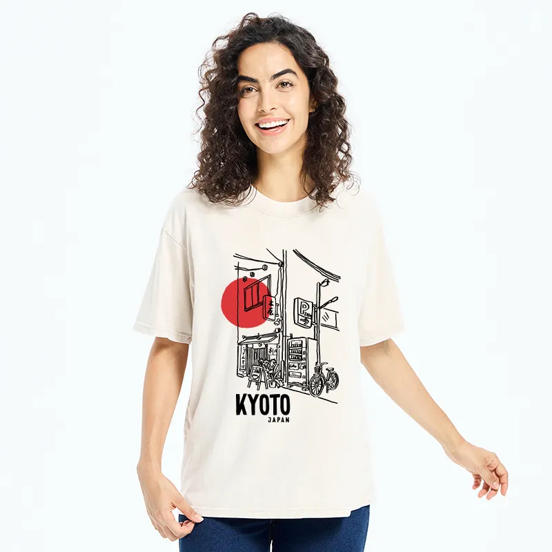 Tokyo-Tiger Kyoto Travel Street Washed T-Shirt