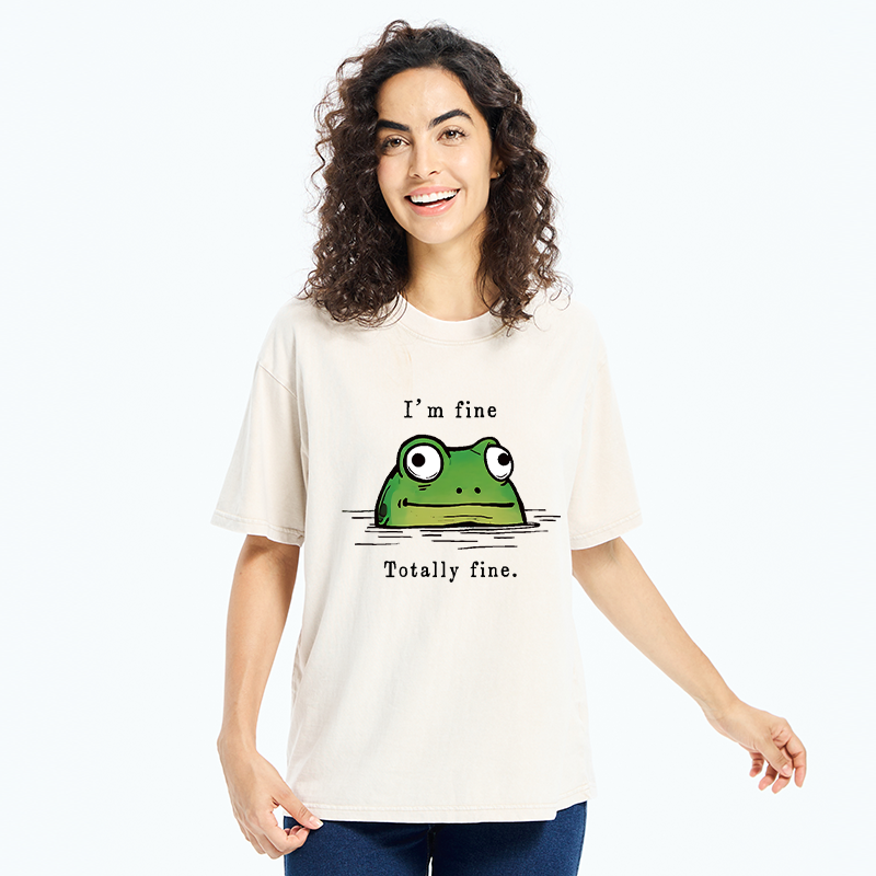 Tokyo-Tiger Totally Fine frog Washed T-Shirt