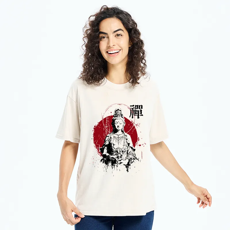 Tokyo-Tiger Zen Guanyin Washed T-Shirt