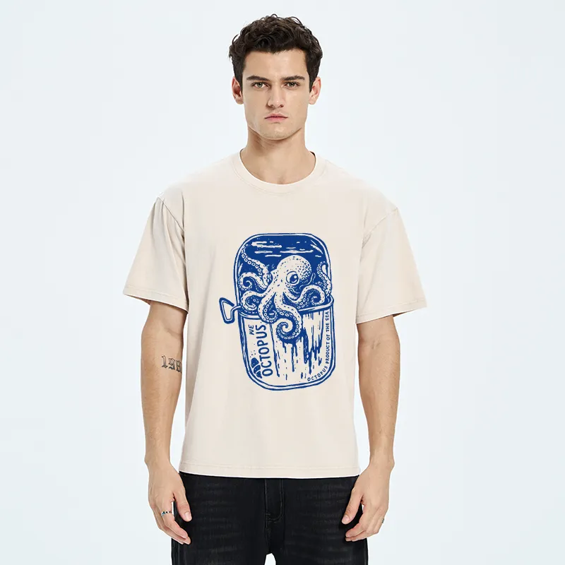 Tokyo-Tiger Canned Octopus Washed T-Shirt