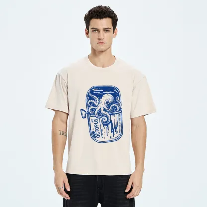 Tokyo-Tiger Canned Octopus Washed T-Shirt