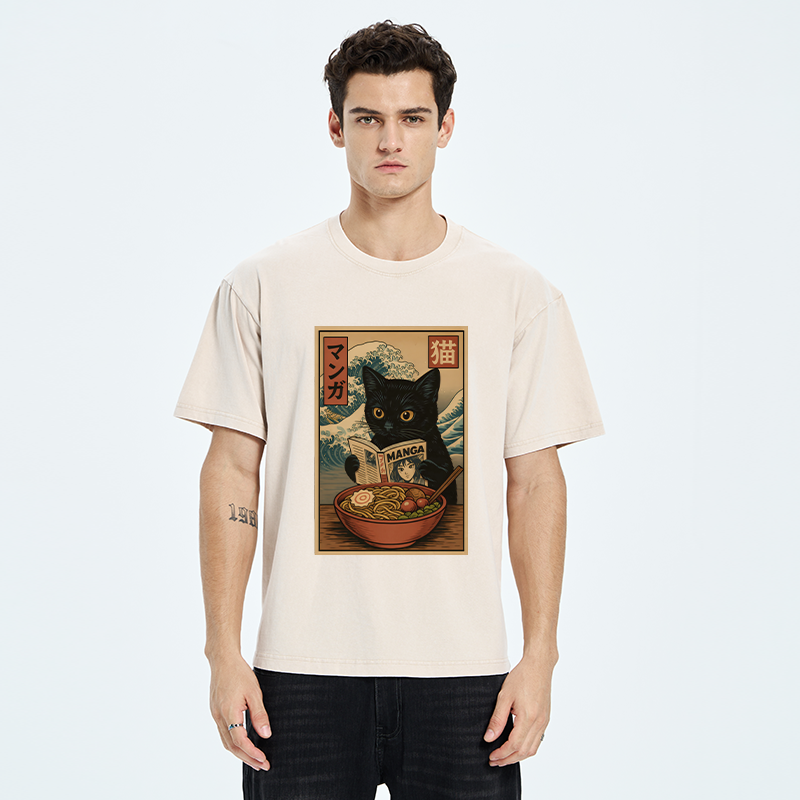 Tokyo-Tiger Cat's Japanese Life Washed T-Shirt
