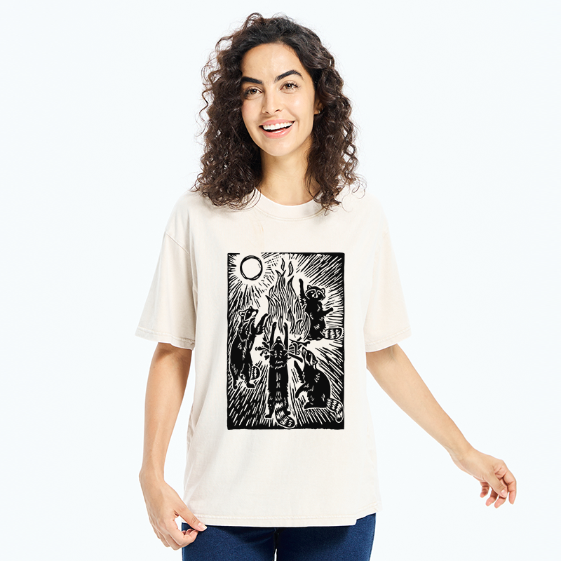 Tokyo-Tiger Raccoons And Campfires Washed T-Shirt