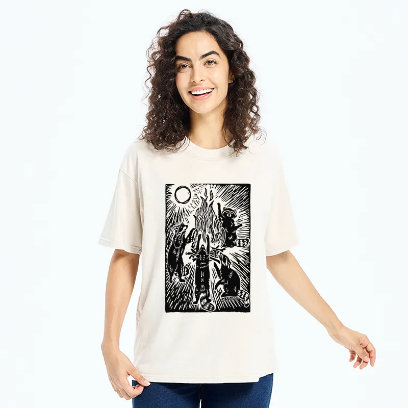 Tokyo-Tiger Raccoons And Campfires Washed T-Shirt