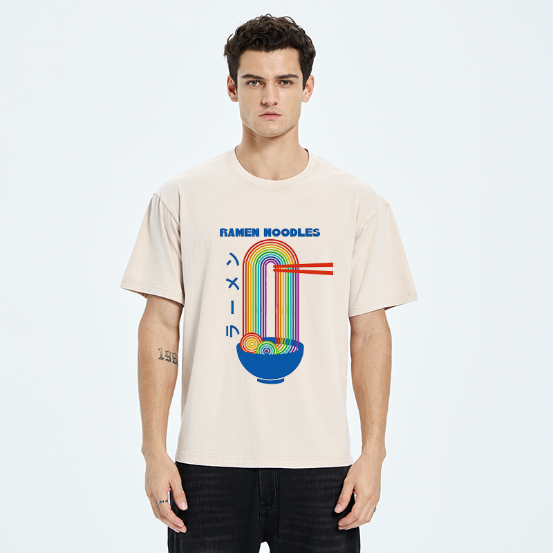 Tokyo-Tiger Ramen Rainbow Washed T-Shirt