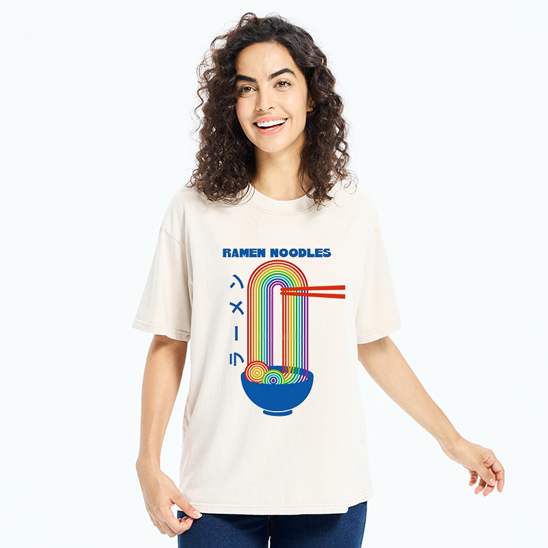 Tokyo-Tiger Ramen Rainbow Washed T-Shirt