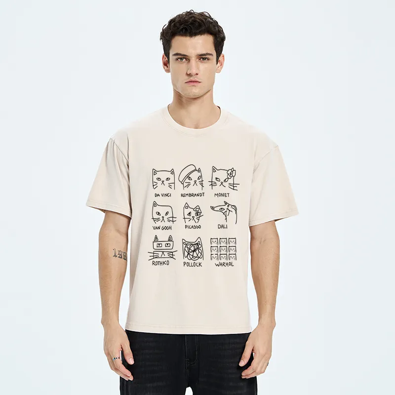 Tokyo-Tiger Artistic Cats Washed T-Shirt
