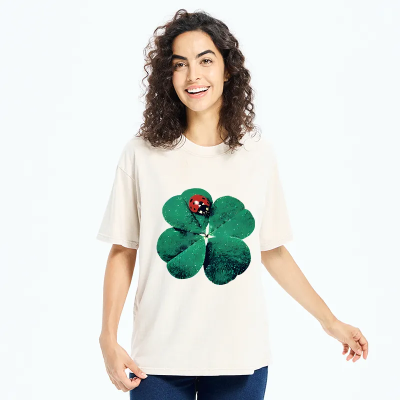 Tokyo-Tiger Ladybug And Lucky Clover Washed T-Shirt