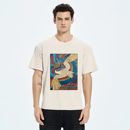 Tokyo-Tiger Retro And Gorgeous Crane Washed T-Shirt