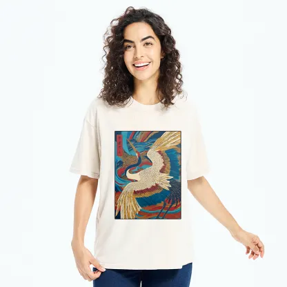 Tokyo-Tiger Retro And Gorgeous Crane Washed T-Shirt