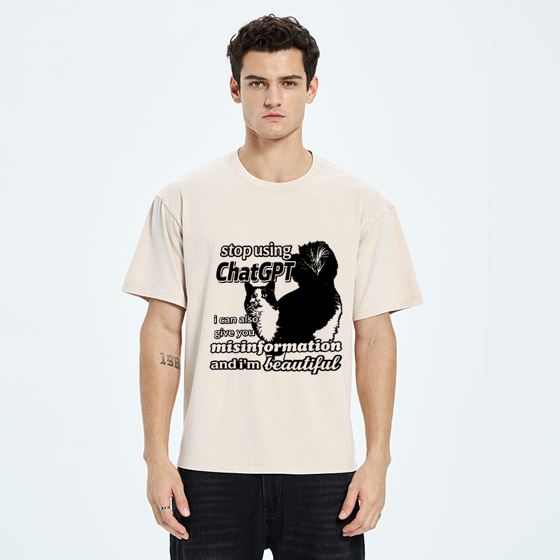 Tokyo-Tiger Stop Using Chatgpt Washed T-Shirt