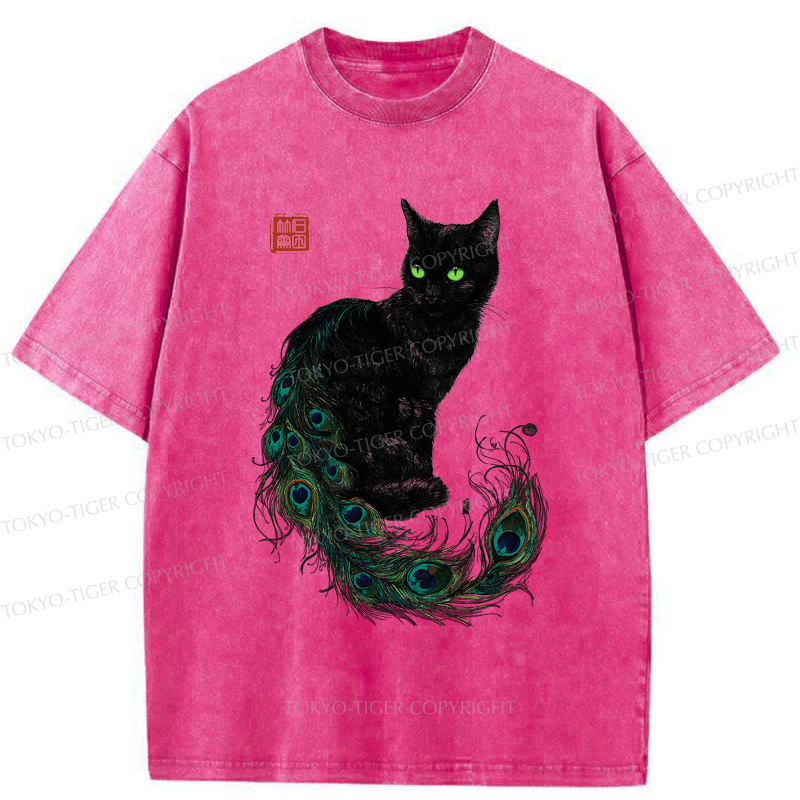 Tokyo-Tiger The Cat with a Peacock's Grace Washed T-Shirt