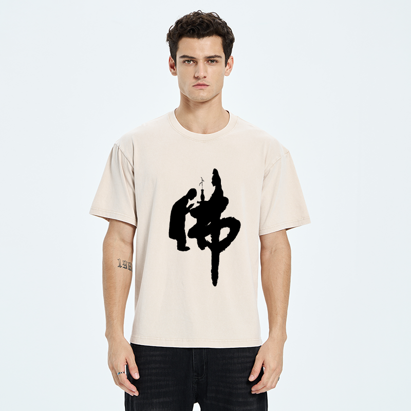 Tokyo-Tiger Buddha Kanji Washed T-Shirt