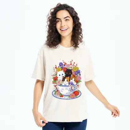 Tokyo-Tiger Four Adorable Kittens Washed T-Shirt