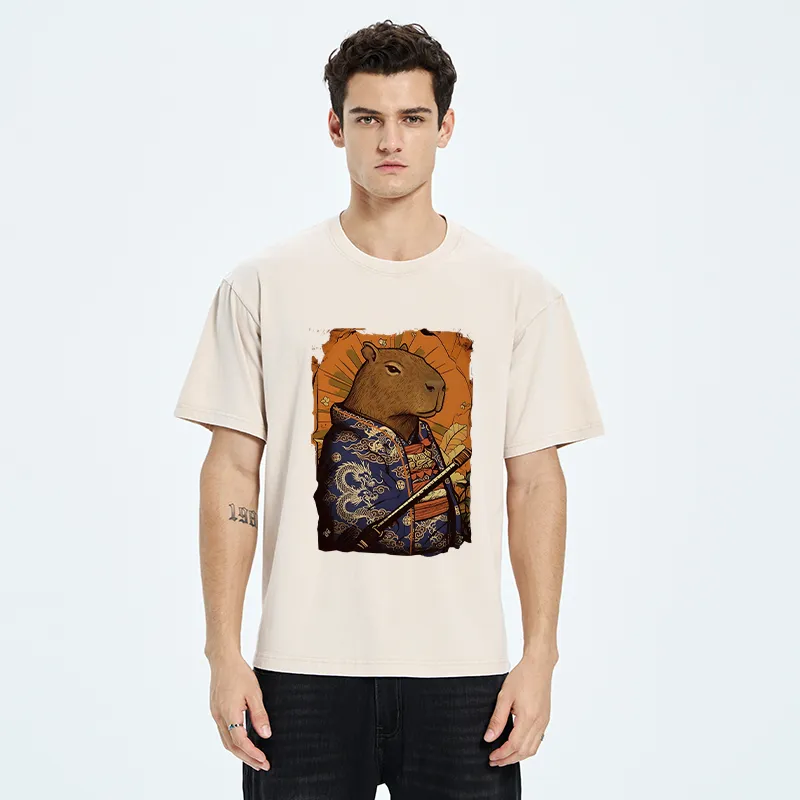 Tokyo-Tiger Elegant Capybara Washed T-Shirt