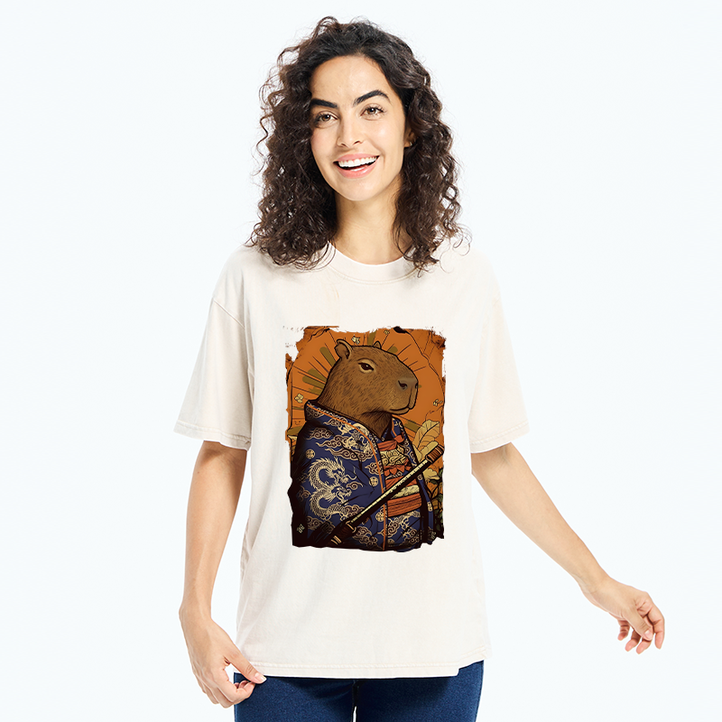 Tokyo-Tiger Elegant Capybara Washed T-Shirt