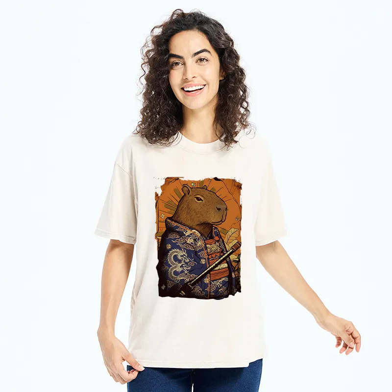 Tokyo-Tiger Elegant Capybara Washed T-Shirt