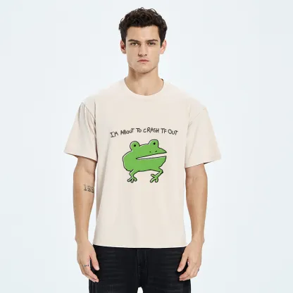Tokyo-Tiger Very Sleepy Frog Funny Washed T-Shirt