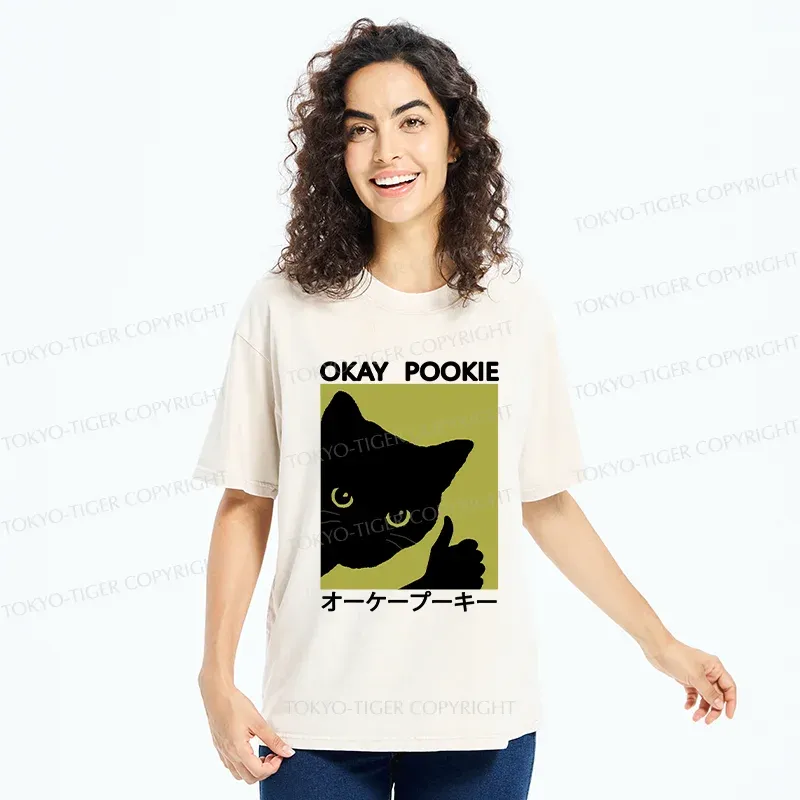 Tokyo-Tiger Okay Pookie Cat Washed T-Shirt
