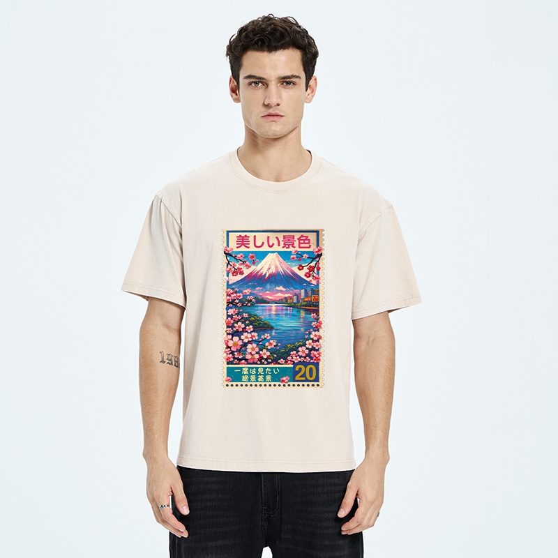 Tokyo-Tiger Springtime Scenery Washed T-Shirt