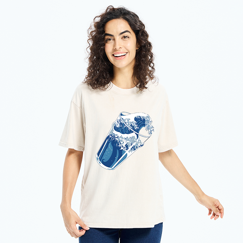 Tokyo-Tiger Waves In The Cup Washed T-Shirt