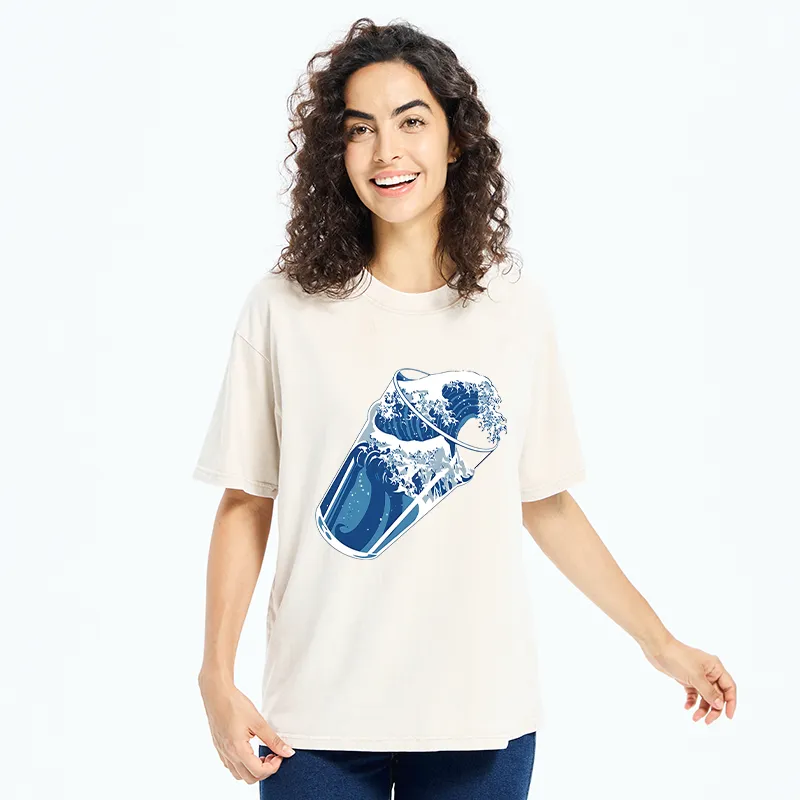 Tokyo-Tiger Waves In The Cup Washed T-Shirt