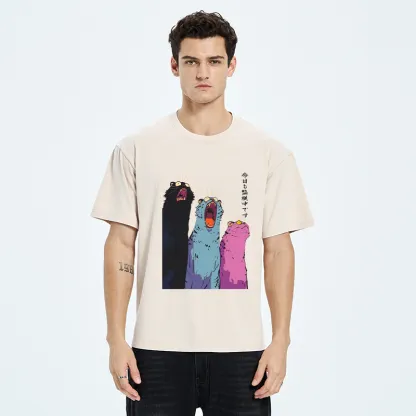 Tokyo-Tiger Howling Cat Washed T-Shirt