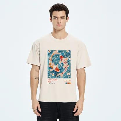 Tokyo-Tiger Koi In The Water Washed T-Shirt