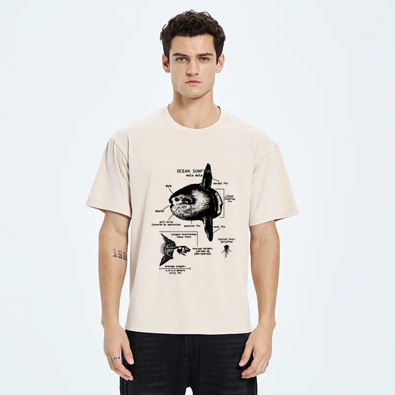 Tokyo-Tiger Sunfish Funny Washed T-Shirt