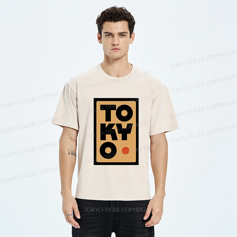 Tokyo-Tiger Tokyo Pattern Washed T-Shirt