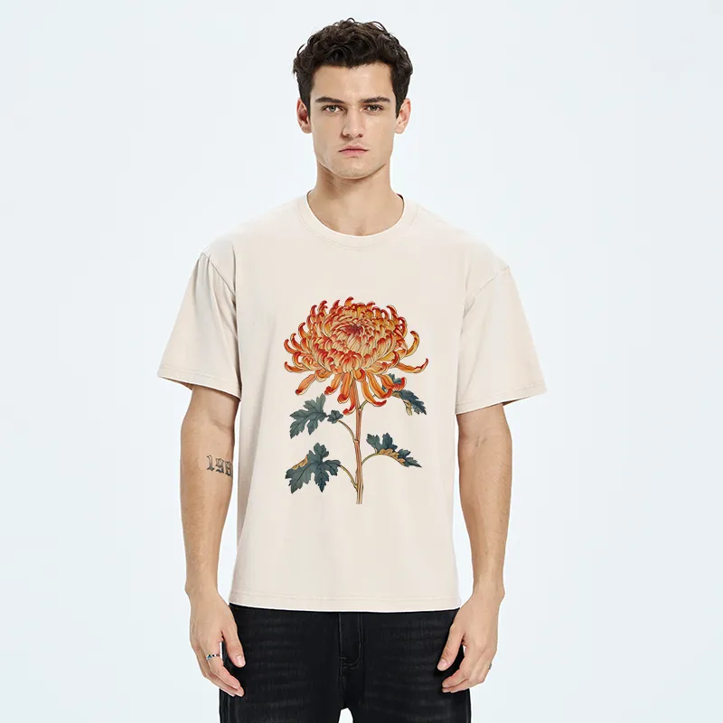 Tokyo-Tiger Japanese Chrysanthemum Washed T-Shirt