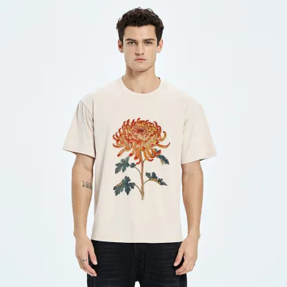 Tokyo-Tiger Japanese Chrysanthemum Washed T-Shirt