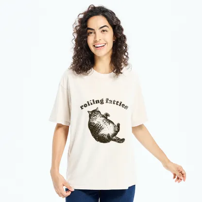 Tokyo-Tiger Rolling Fatties Fat Cat  Washed T-Shirt