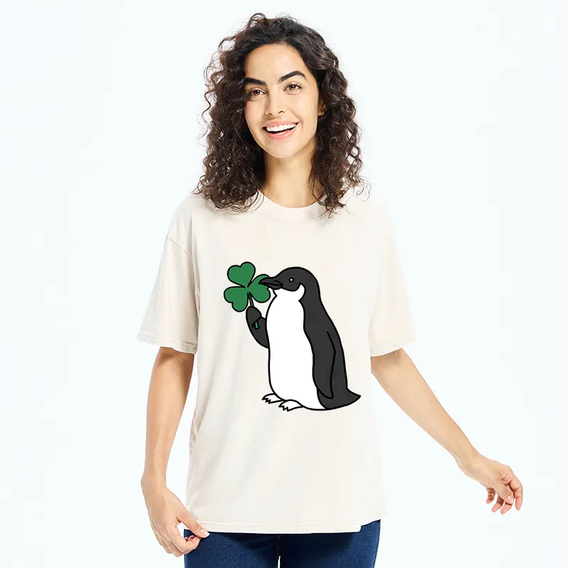 Tokyo-Tiger Penguins And Clover Washed T-Shirt
